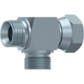 Barrel tee BSP male-male-swivel female (square)