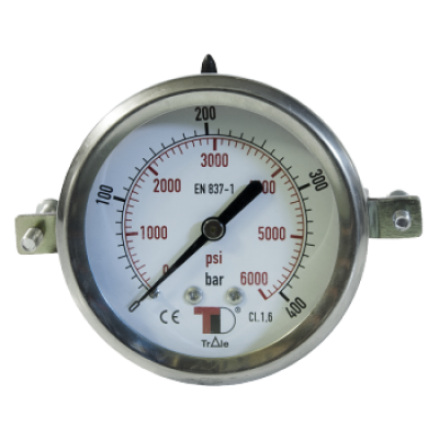 Pressure gauge DN 63 rear connection without flange with clamp, with glycerin (1/4'' BSP) MFI6304016-DBCA