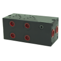 Parallel subplate for NG10 direct.valve w/ relief valve, venting cavity, ins.dir.valv,A-B side ports