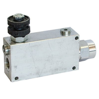 Flow control valve VRF38 (50 l/min, 3/8'' BSP, 3 ways, compensated)