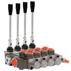 Control valve 3/8 BSP, 40L/MIN, handle operated and return to center by spring. Relief valve YFM40/1 3/8 1P DE