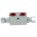 Double pilot operated check valve in block (in T), with fittings