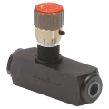 Bidirectional pressure compensated flow restrictor valve in line
