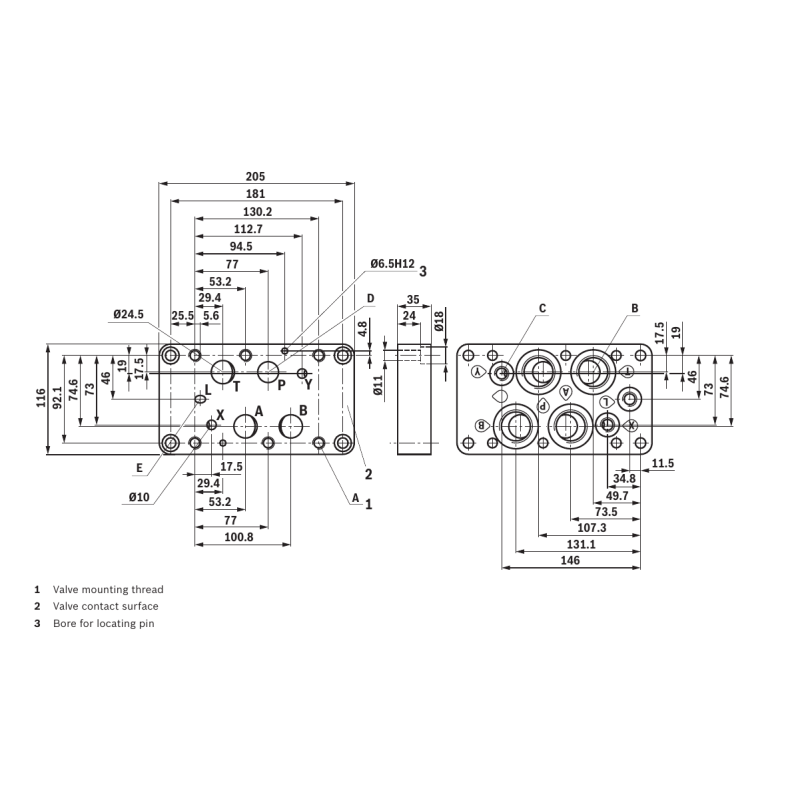 Bosch Rexroth G25A4-1X/G1G1/4 size 25 directional valve subplate