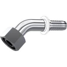 Stainless Steel Metric swivel female with o.ring 24° cone (45° Elbow) 84306120603