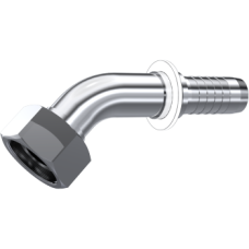 Stainless Steel Metric swivel female without o.ring 24° cone (45° Elbow) 84316140804